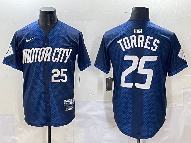 Men 2025 Detroit Tigers 25 Torres Blue Nike MLB Jersey style 7152